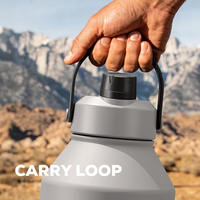 POWCAN 64 oz Insulated Water Bottle with 2-in-1 Straw and Spout Lid, Keep Cold 48H, Leakproof, Carrier Bag, Stainless Steel Sport Water Bottle for Men, Fitness, Outdoors, Gym and Travel (Obsidian)