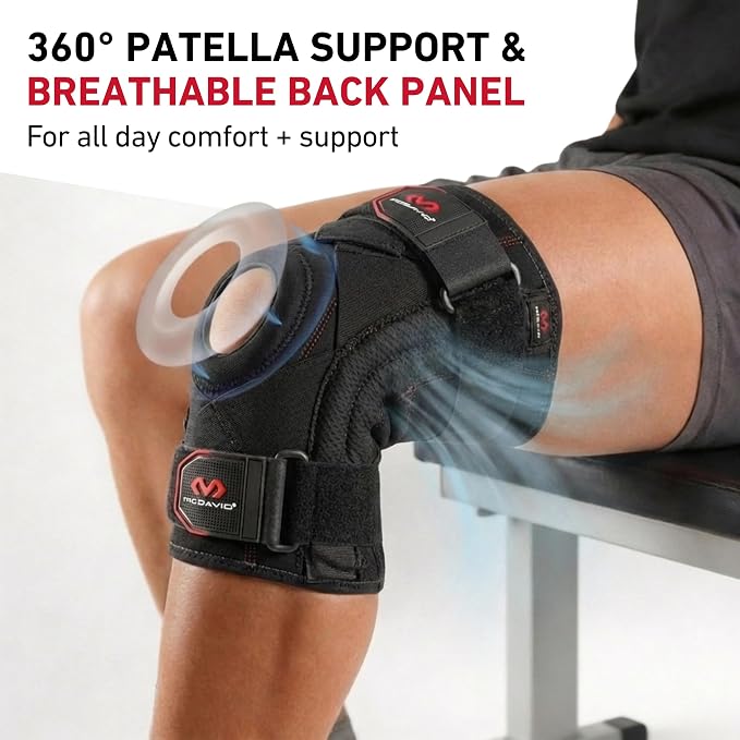 McDavid Knee Brace Support with Side Stays, Compression Knee Sleeve & Cross Straps for Patellar Tendon Support, Tendonitis, Arthritis Pain Relief, Recovery, Knee Brace for Men and Women