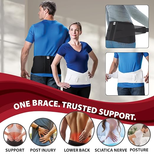 CorFit Back Brace for Lower Back Pain Relief & Lumbar Support Belt, WH, XL | CorFit's patented proportional sizing and dual pulls deliver customized compression, posture support, and spinal stability.