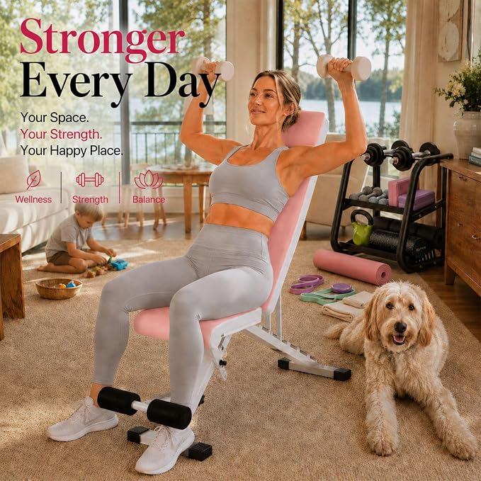 Adjustable Weight Bench, Foldable Workout Bench for Home Gym | Fast Folding & 7-Position Incline/Decline, Heavy Duty Dumbbell Bench for Home Gym / Garage Gym, Strength Training Equipment