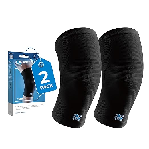 LP 647 Knee Braces For Arthritis Pain, Knee Pain Relief, Injury Recovery - Knee Sleeve For Pickleball, Basketball, Hiking, Biking, Running, For Men Women (Black, S, 2 Pack)