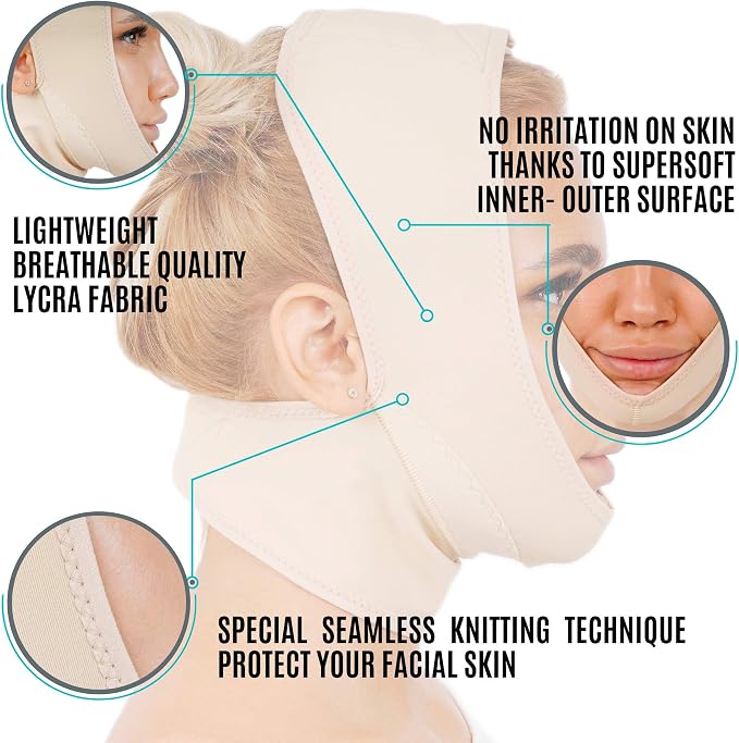 invera Chin Compression Garment After Liposuction Surgery, Neck Cover Strap Bandage