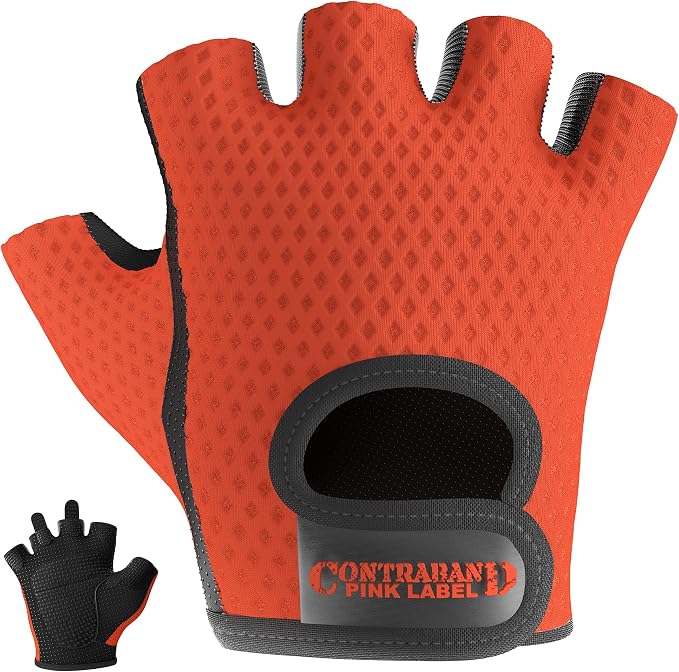 Contraband Pink Label 5307 Womens Designer Workout Gloves | Low Sweat Diamond Mesh Fabric w/Grip-Lock™ Silicone Palm