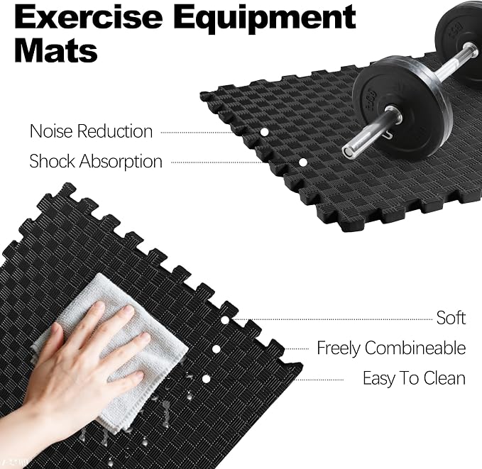 Elevon Puzzle Exercise Gym Flooring Mat, EVA Interlocking Foam Tiles Workout Mat for Home Gym, Fitness Equipment, MMA, Gymnastics, Shock-Absorbing Exercise Mat, Multi-Color