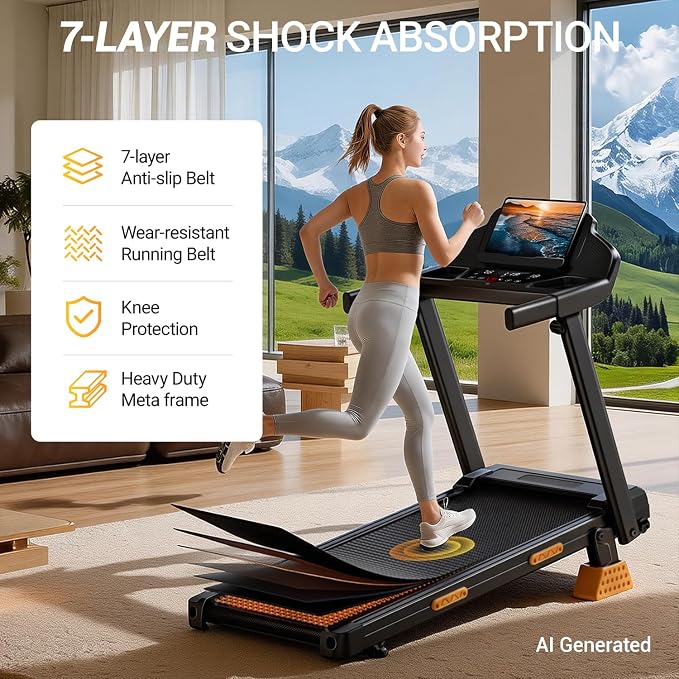 16% Foldable Incline Treadmills for Home, 12 Automatic Modes