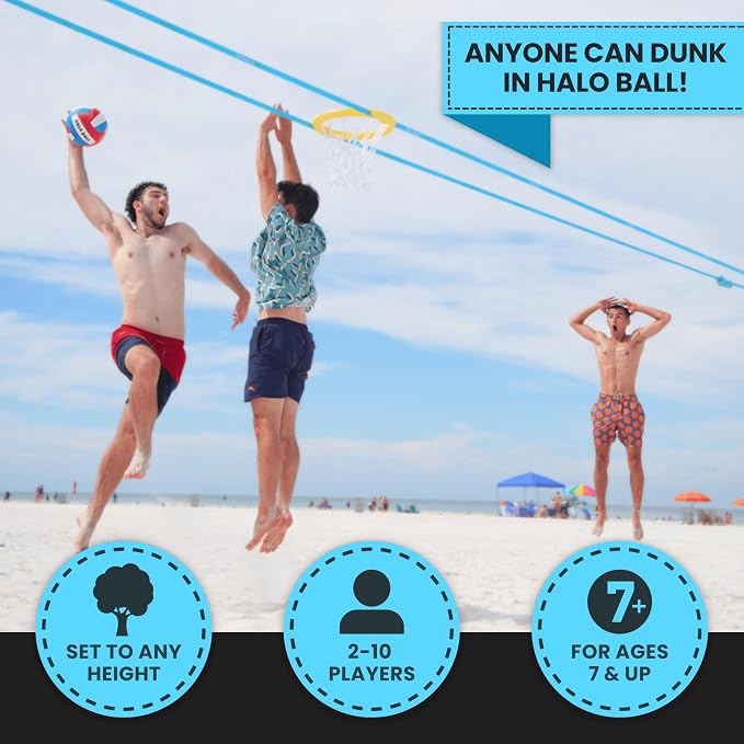 Portable Basketball Hoop with Adjustable Height - Play Floating Outdoor Yard Game at Beach, Lawn, Backyard, Pool, Grass - New Sport for Boys, Girls, Family