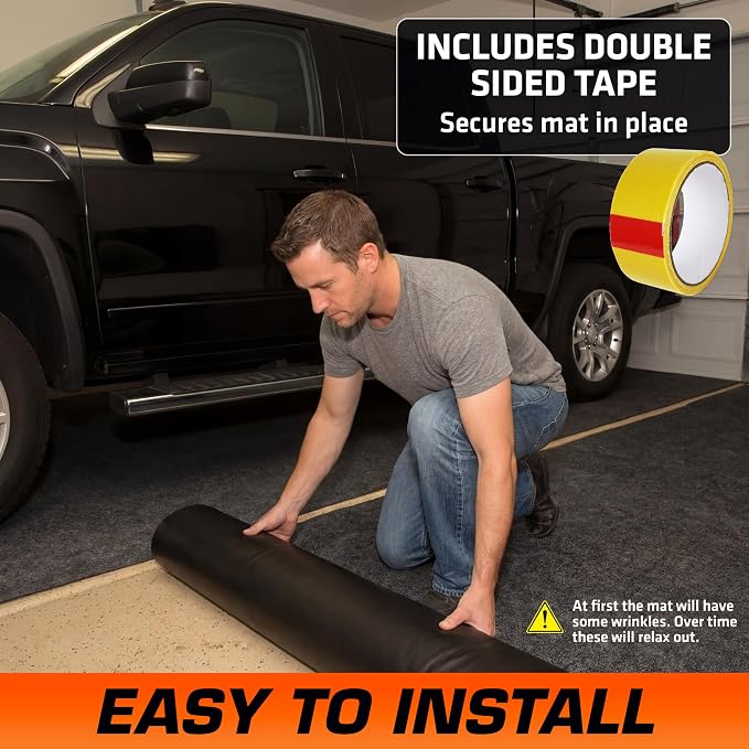 Armor All Garage Floor Mat (20' x 7'4"), Waterproof Garage Flooring, Absorbent, Premium Oil Spill Resistant Garage Pad, Durable, Protects Surfaces (Includes Double Sided Tape) (USA Made)