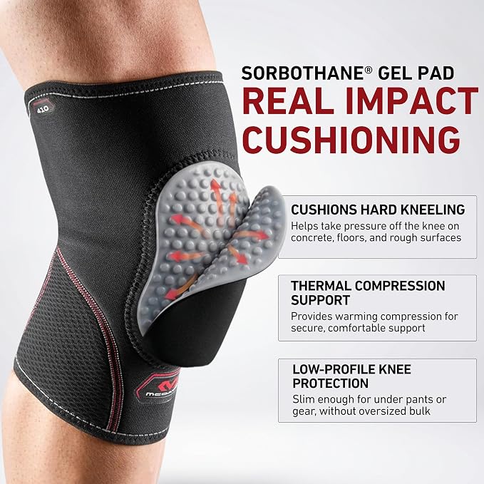 McDavid Knee Pad with Thick Gel Insert for Impact Absorption. Compression Sleeve for Support and Protection. Sorbothane Sponge. For Sports and Activities like Wrestling, Volleyball, Lacrosse Gardening, Home Work. Left or Right Knee