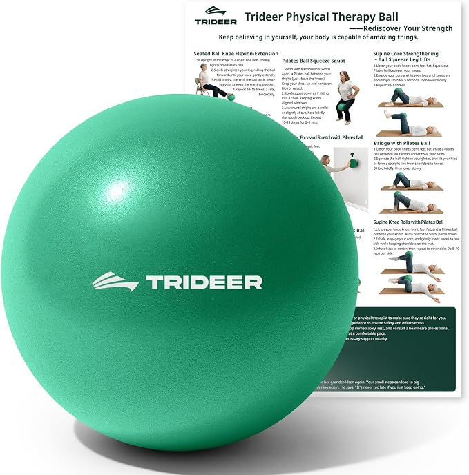 Trideer Exercise Balls Physical Therapy, 9 Inch Pilates Ball Between Knees for Physical Therapy, Mini Exercise Ball - Yoga Ball, Small Workout Balls for Core Strength and Back Support with Guide