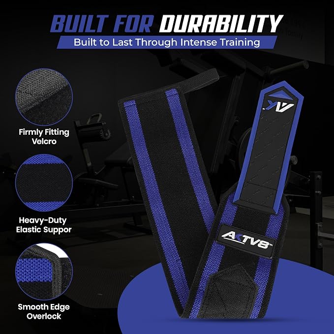 AKTV8 Wrist Wraps for Weightlifting, 18"&24" Heavy Duty Stiff Wrist Support | 3inch Wide Firm Elastic, Reinforced Thumb Loop, Built for Heavy Bench Press, Overhead Press, Powerlifting & Strength Training