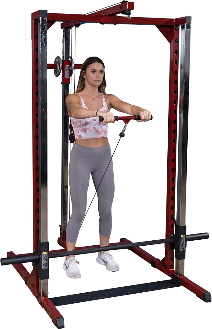 Body-Solid (BFLA250) Power Rack LAT Attachment - Transform Your Power Cage (BFSM250) into a Home Gym with High and Low Pulley System for LAT Pulldowns, Rows, Biceps Curls, Shrugs