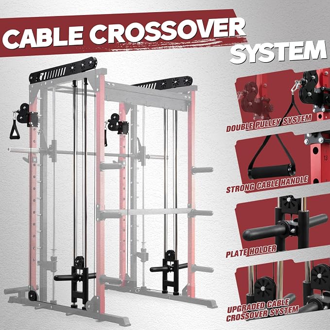 RitFit M1 Pro Smith Machine Cable Crossover Power Cage Home Gym