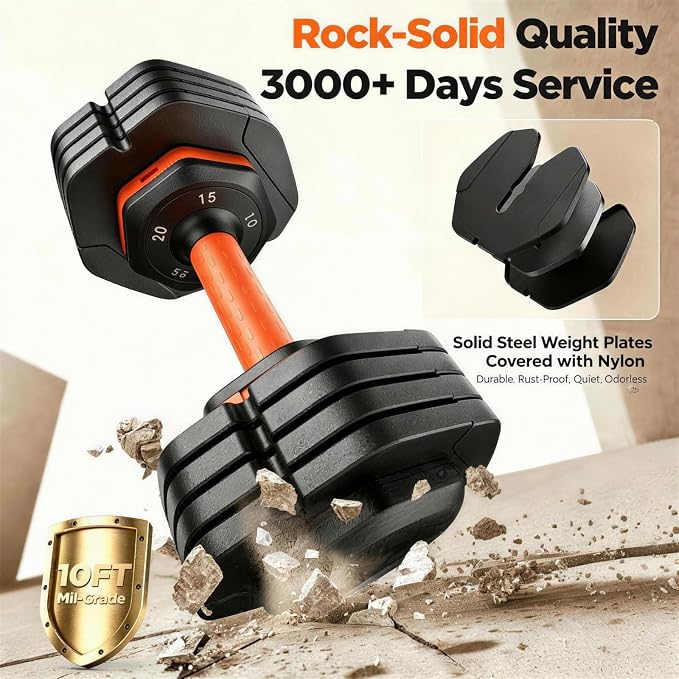 2026 FDB2 Updated Adjustable Dumbbell Set of 2, 5-in-1/10-in-1 Weights Dumbbell Set with Storage Box, 25lbs/55lbs Adjustable Weights with Anti-slip Silicone Grip, Weight Set For Home Gym Suit both Men and Women