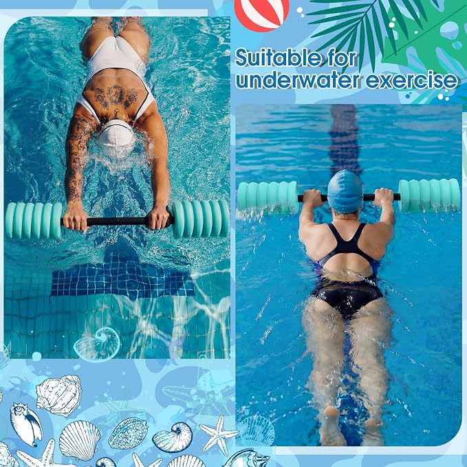 Soulchen Long Aquatic Exercise Dumbbells Pool Exercise Foam Water Weights Dumbbell Aquatic Pool Barbells with High Density EVA Foam for Swim Water Aerobics Workouts Loss