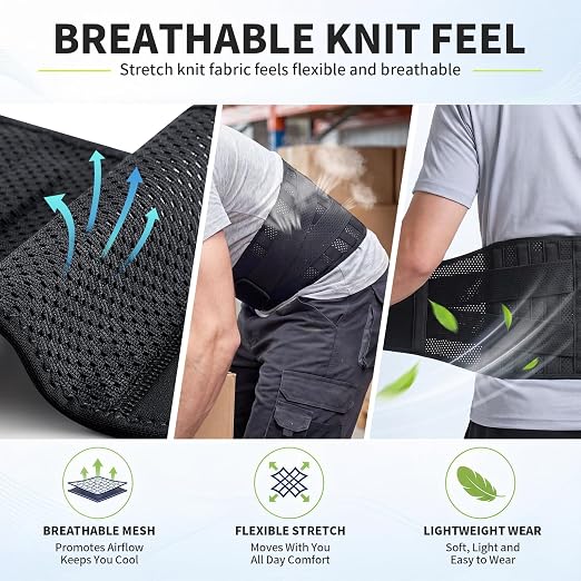 CAMBIVO Back Brace with 9-Stay Adjustable Lumbar Support Belt, BS10 | 9-stay lumbar support, adjustable compression, breathable fit, posture corrector, for work sitting travel, unisex XX-Large