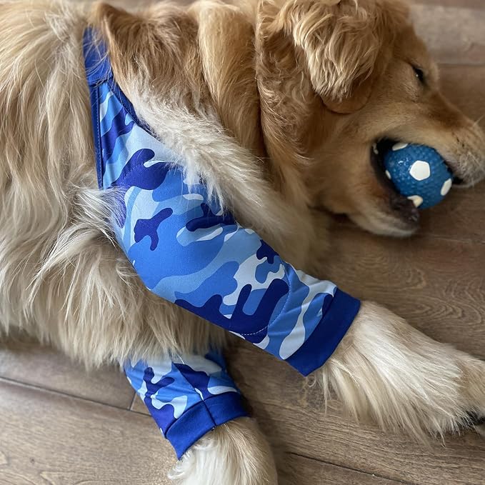 HDKUW Dog Elbow Protector, Dog Front Leg Recovery Sleeve for Prevent Licking Wound, Elbow Sleeves with Mesh Pad for Medium Large Dogs