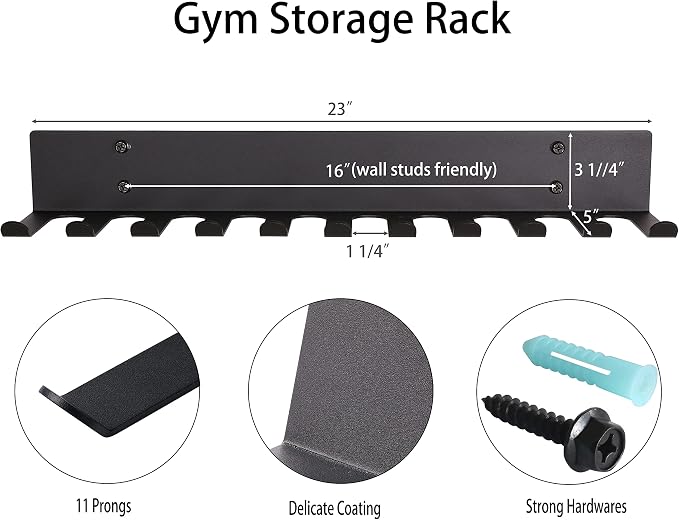 Multifunctional Gym Equipment Storage Rack - Wall Mount Holder for Exercise Bands, Lifting Belts and Skipping Ropes