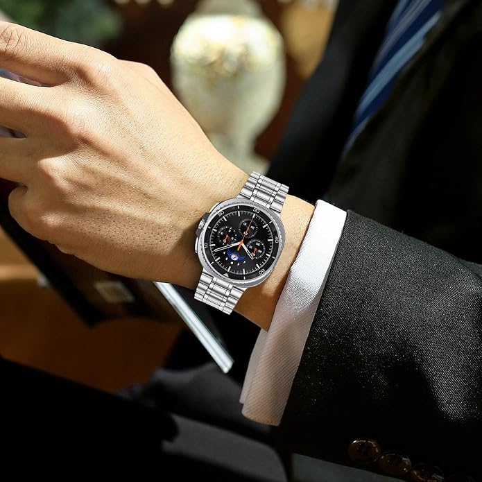 Metal Band for Samsung Galaxy Watch 9 8 40mm 44mm/Classic 46mm Men Women | Stainless Steel, No Gap Strap, Link Bracelet for Samsung Galaxy Watch 8 9 44 40mm/8 Classic 46mm, Business to Casual