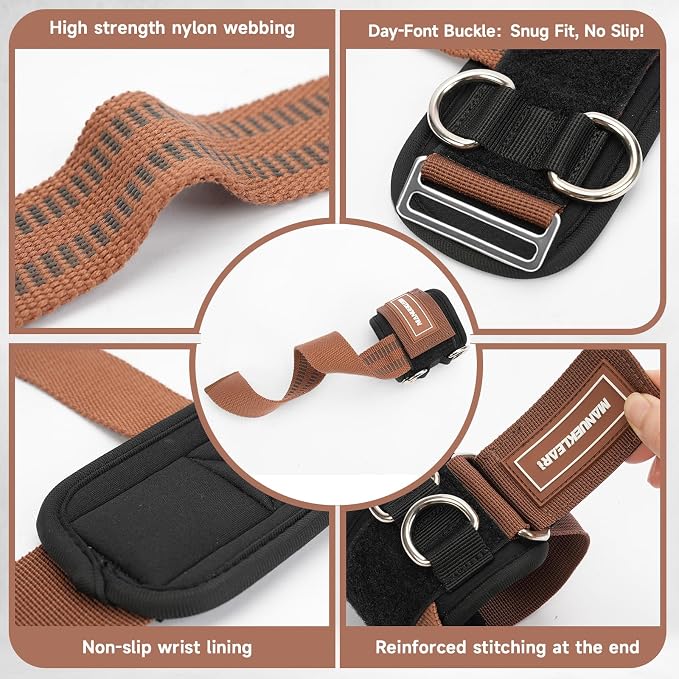 M MANUEKLEAR Wrist Straps for Weightlifting, Gym Lifting Straps with D Rings for Cable Machine,Weight Lifting Wrist Wraps for Men Women
