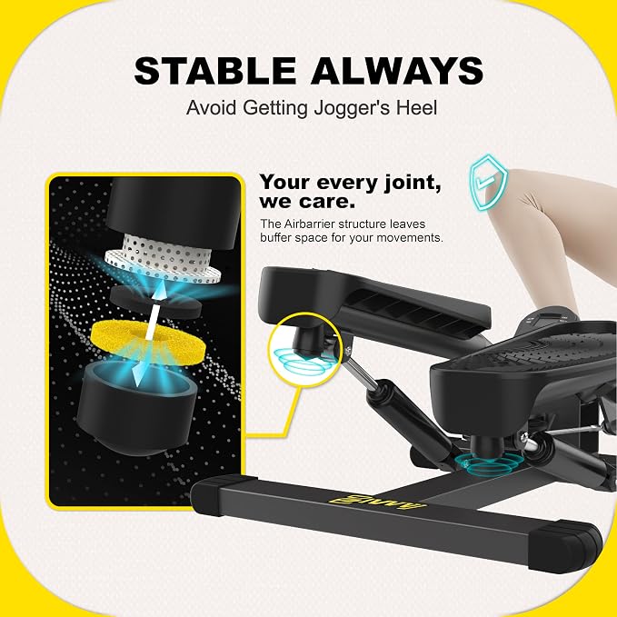 ZIWWVY Stepper Machine with Resistance Bands, Mini Stepper with 300LBS Weight Capacity, Twist Stepper for Full Body Workout, Adjustable Step Height, Smooth and Quiet, Step Machine for Men Women
