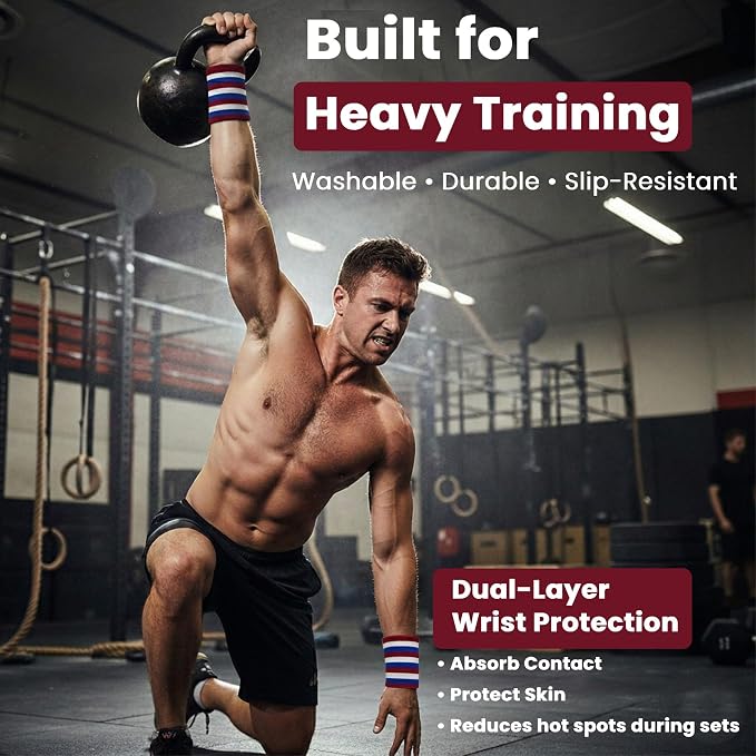 Kettlebell Wrist & Forearm Guards | Impact-Absorbing Wristbands for Kettlebell Training | Protects from Bruises | Breathable & Sweat-Wicking | Unisex Stretch Fit | One Size Fits All (Pair)