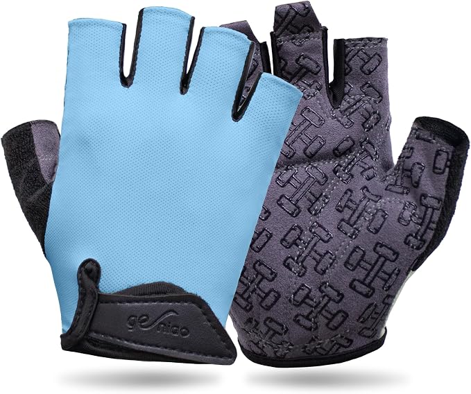 Workout Gloves for Women Men, Full Palm Silicone Grip, Padded Half Finger Gloves for Gym, Weight Lifting, Cycling