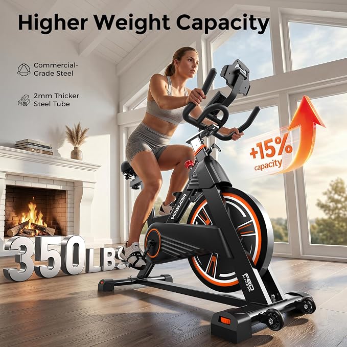 YOSUDA PRO Magnetic Exercise Bike 350 lbs Weight Capacity - Indoor Cycling Bike Stationary with Comfortable Seat Cushion, Silent Belt Drive