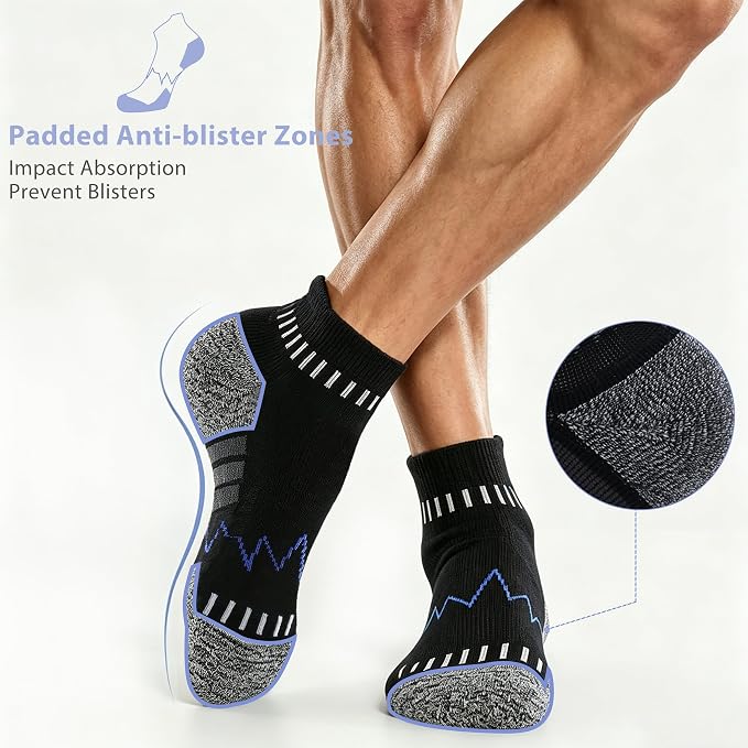 MAXTOP Ankle Compression Socks for Men Women-Cushioned Arch Support,Anti Blister,Plantar Fasciitis Relief 3/5 Pairs