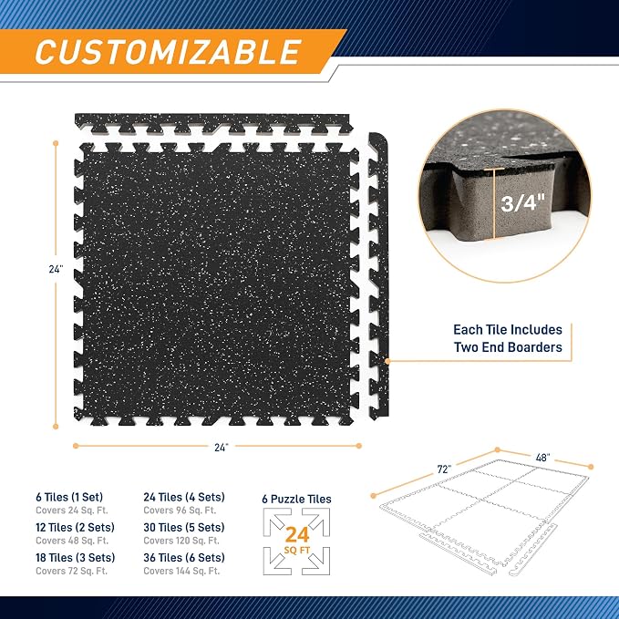 Marcy EVA Foam Interlocking Flooring Mat High Density Non-Slip Tiles for Fitness Equipment, Workout Cushion and Floor Protection