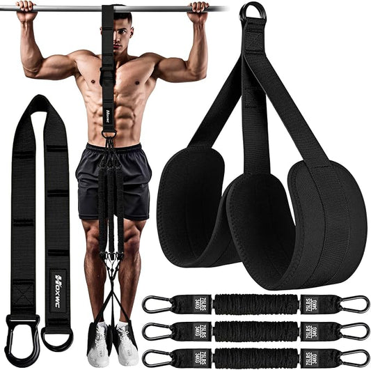 HOXWC Pull Up Assistance Bands, Adjustable Heavy Duty Resistance Band for Pull Up, 3 Pull Up Bands, Comfortable Fabric Feet/Knee Rest, Assistance Bands for Pull-Up, Home Fitness, Body Stretching