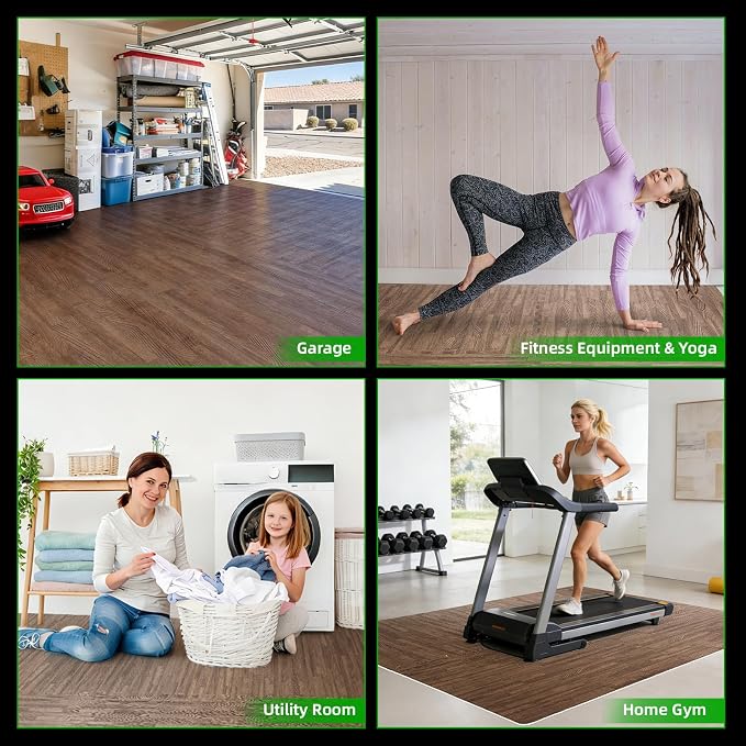 Art3d 24 Pack 24" x 24" EVA Interlocking Exercise Mats, 1/2" Thick Foam Puzzle Flooring for Workout, Gym Equipments, Training Areas, 96 Sq.FT, Dark Walnut