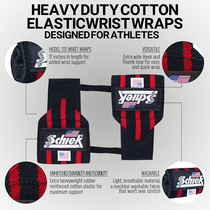 Schiek Sports Heavy Duty Model Wrist Wraps - Gym Workouts Wrist Support - Weight Lifting
