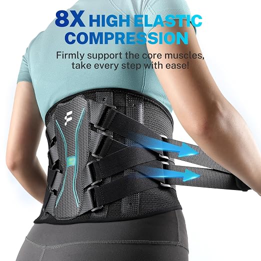 Back Brace for Women Men for All-day Wear & Support, Enhanced Back Support | Removable 3D Lumbar Support Pad, Carbon Fiber Splint, Adjustable Back Compression, Wear Under Clothes, Lower Back Pain Relief