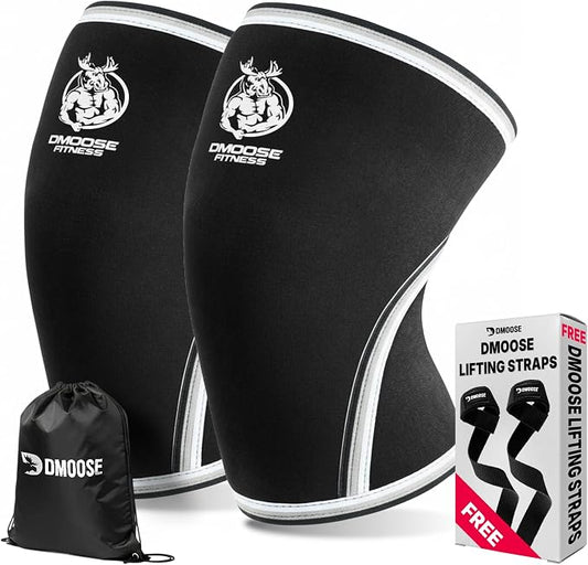 DMoose Fitness Knee Sleeves for Weightlifting (Pair) 78" Knee Wraps for Squats, Powerlifting & Joint Stability
