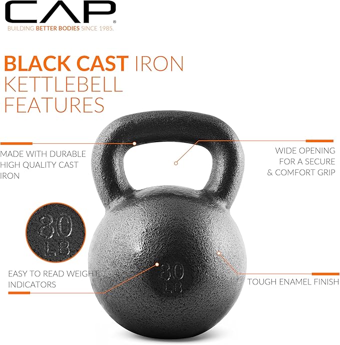 CAP Barbell Cast Iron Kettlebell - Singles and Sets, Multiple Weight Choices