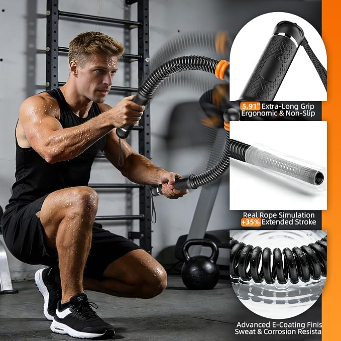 Upgrade Weighted Ropeless Battle Ropes, Adjustable Cordless Battle Rope – Portable Battle Ropes for Home Gym Workout, HIIT & Cardio Full Body Training Exercise Rope for Strength Training Men & Women