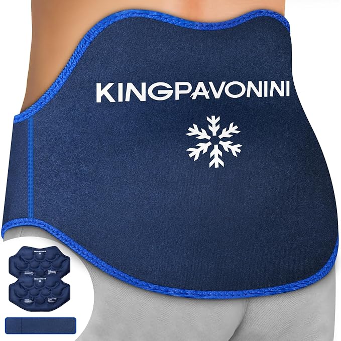 Extra Large Ice Pack for Back Pain Relief, 2 Gel Packs, Blue | 35-Min Long-Lasting & Instant Pain Relief, Leakproof Back Ice Pack, Extension Strap, Hot Cold Therapy, Skin-Safe Lycra Fabric
