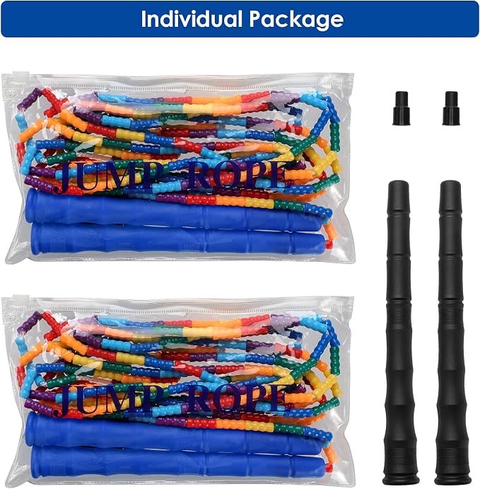 Double Dutch Jump Rope Long Jump Rope 16 FT 1 Pack/2 Pack, Adjustable Soft Beaded Diy Jump Rope for Kids Adult Long Enough for 5-6 Jumpers