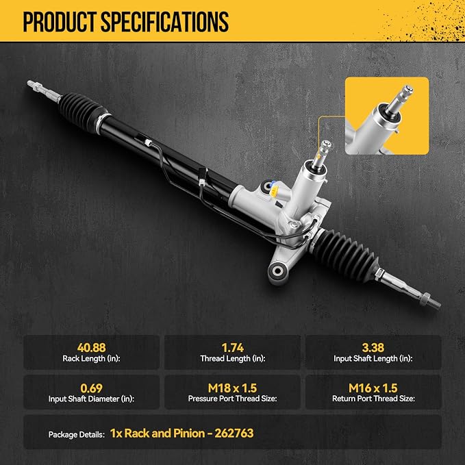 KAC Power Steering Rack and Pinion Replacement for Honda Civic 2011-2011 Base, DX, DX-G, EX, EX-L, GX, LX, LX-S, Hydraulic Rack and Pinion Assembly Replace 26-2763