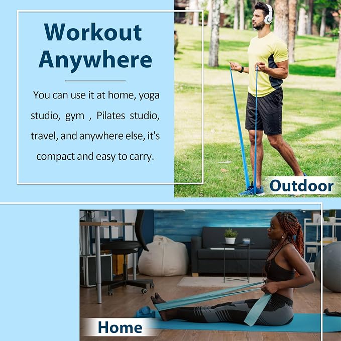 Resistance Bands Set for Physical Therapy, Rehab, Yoga and Pilates | Latex-Free elastic exercise bands suitable for rehab, yoga, Pilates, gym workouts, stretching, and home exercise