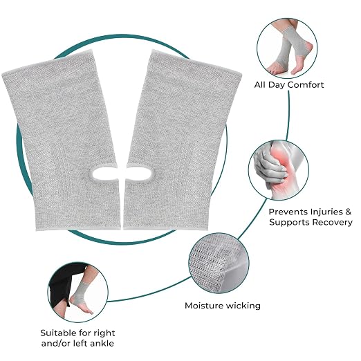 NeoTech Care Ankle Support Sleeve - Open Heel, Light, Elastic & Breathable Knitted Fabric - Medium Compression - For Men, Women, Kids - Right or Left Foot (Gray Color, Size S, 1 Pair)