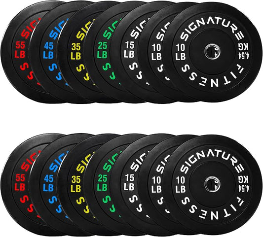 Fitvids 2-Inch Olympic Rubber Weight Plates Sets, Bumper Plates Set with Barbell for Strength Training, 180-390 Lbs Multiple Options