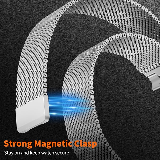 Bands Compatible with Apple Watch Ultra 3/2/1 Band 49/46/45/44mm | Milanese Loop Magnetic Stainless Steel Strap for iWatch Ultra SE 3/2/1 Series 11 10 9 8 7 6 5 4 3 2 1 Men, Silver