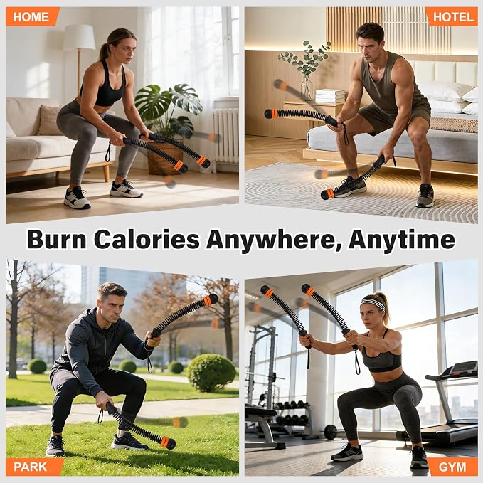 Weighted Ropeless Battle Ropes Adjustable Weight - Portable Cordless Battle Ropes for Home Gym with Workout Poster, Strength Building, HIIT & Low-Impact Cardio Training for Men & Women (Black)