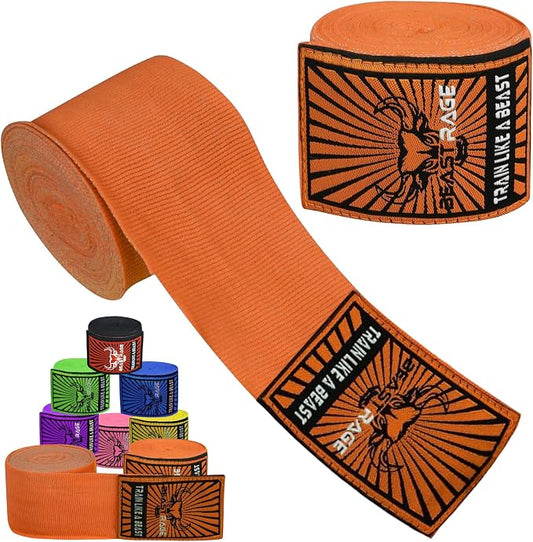 BEAST RAGE Boxing Hand Wraps for MMA Kickboxing Wrist Wraps Professional Adult 180" Semi-Elastic Martial Arts Inner Gloves Heavy Bag Handwraps Muay Thai Thumb Straps
