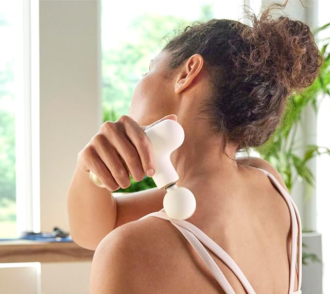 Sharper Image PowerBoost Mini Massage Gun [2026 Version] - Deep Tissue Percussion Massager| Muscle Recovery & Pain Relief| Quiet Handheld Massage Tool| Powerful & Compact| Travel Size | Gift for Women