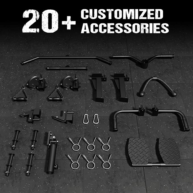 JELENS M21 Smith Machine, Multi-Function Power Cage with Dual Pulley Cable Crossover System, 2000LBS All-in-One Squat Rack with Smith Bar and Attachments for Home Gym