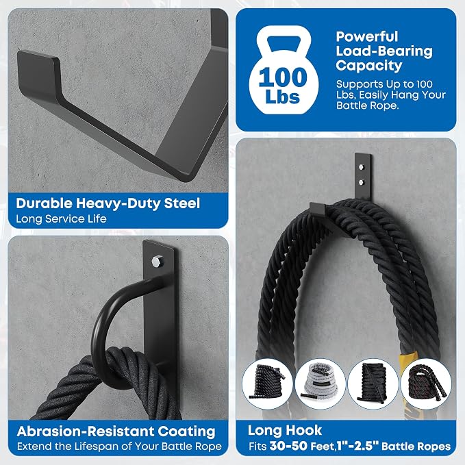 Battle Rope Wall Mount Kit, Black