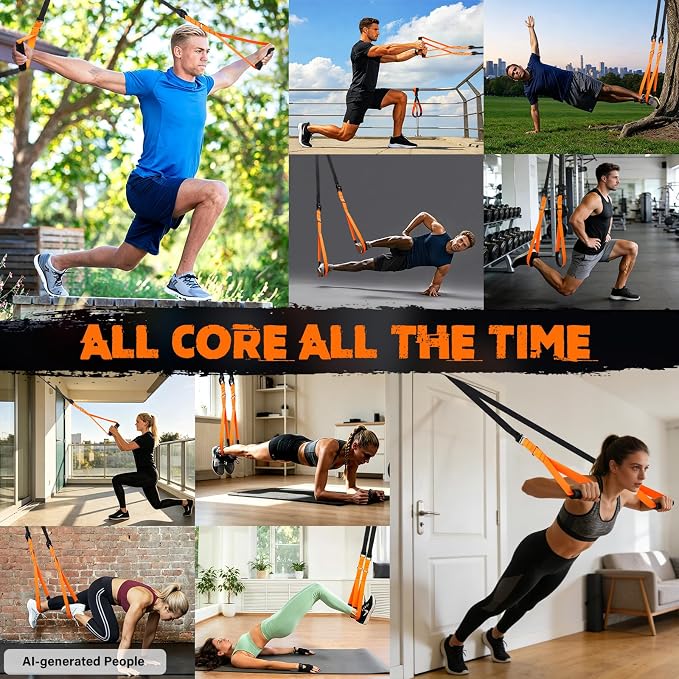 TOBWOLF Suspension Strap Training Kit, Full-Body Workout for Home Outdoor | Built-in Door Anchor, Compact Carry Bag, Adjustable Training Straps, Bodyweight Core & Strength Training, for Travel & Home