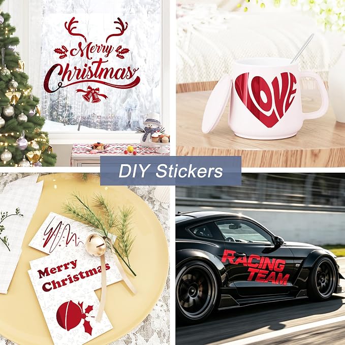 WESTICK Glossy Chrome Red Vinyl Peel and Stick HTV Heat Transfer Vinyl 15.8"x394" Red Permanent Roll Self Adhesive Easy to Cut Metallic Mirror Wall Sticker for Cricut Christmas Decals Bedroom Decor
